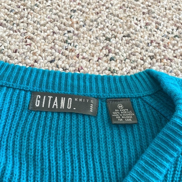 Gitano Teal Colored V Neck Sweater. Vtg Y2K - Picture 4 of 5